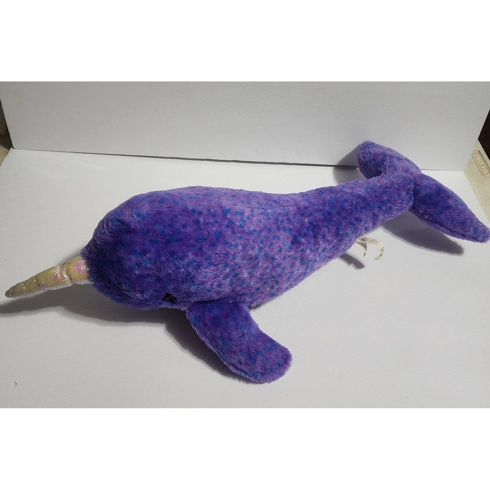 Petting Zoo Narwhal Purple & Blue Speckled Shiny Horn Belly 23"